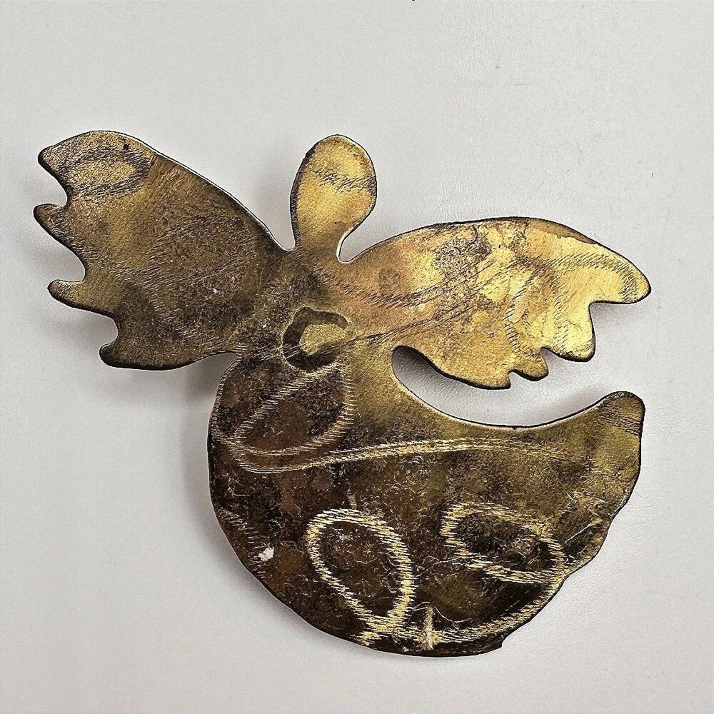 Vintage 90s Angel Wings Comfort Brooch Pin Gold Tone Brass 2000 Signed Religious